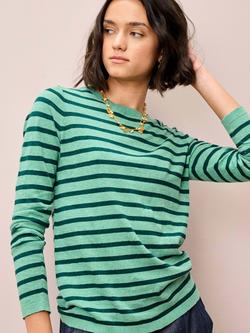 Brora Breton Stripe Jersey Top, Jade/Mallard, Jade/Mallard