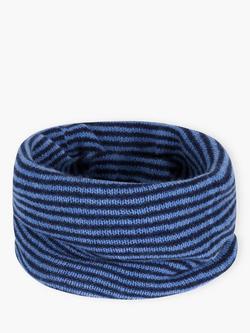 Brora Stripe Gauzy Pure Cashmere Snood, Cornflower/French Navy, Cornflower/French Navy