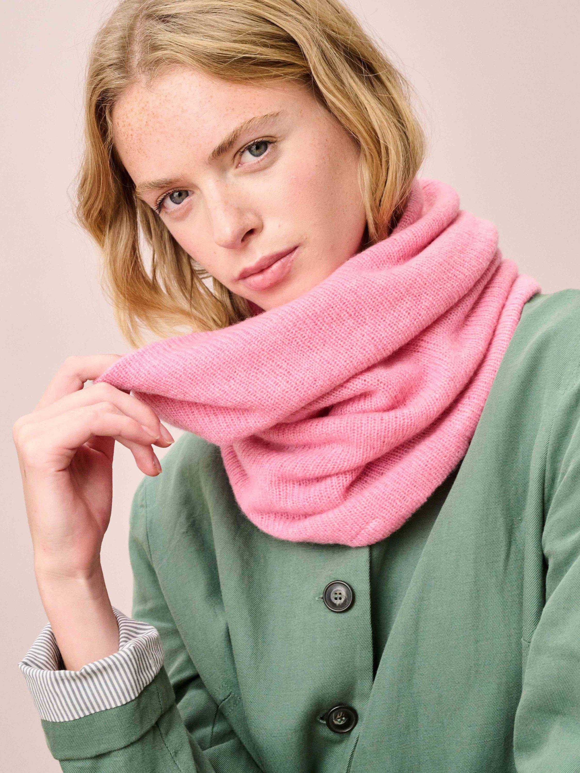 Product image 2 of 2, which shows Brora Gauzy Pure Cashmere Snood, Rose, One Size