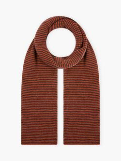 Brora Fine Stripe Pure Cashmere Scarf, Spice/Smoke, Spice/Smoke