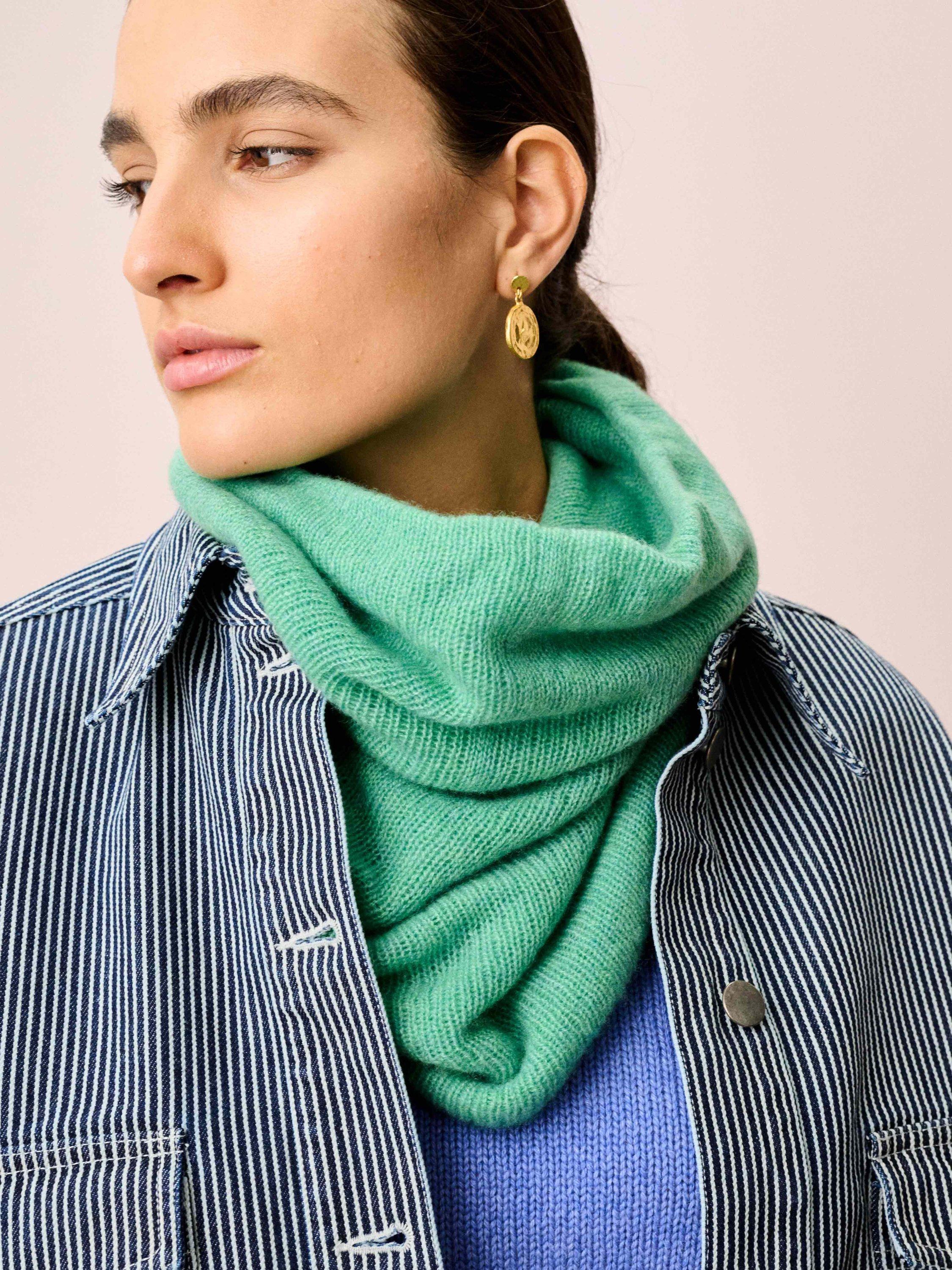 Product image 2 of 2, which shows Brora Gauzy Pure Cashmere Snood, Celadon, One Size