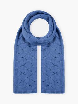 Brora Pointelle Pure Cashmere Scarf, Cornflower, Cornflower