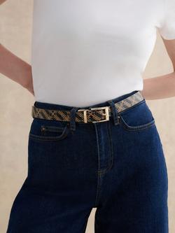 Hobbs Pauline Double Sided Pure Leather Belt, Black/Camel - view 2, Black/Camel