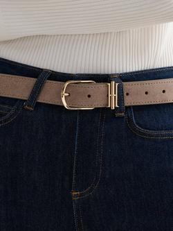 Hobbs Hallie Insignia Pure Suede Belt, Mushroom, Mushroom - view 2, Mushroom