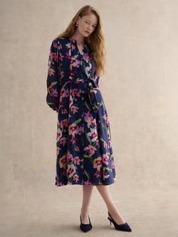 Hobbs Pippa Floral Midi Dress, Midnight/Multi, Midnight/Multi