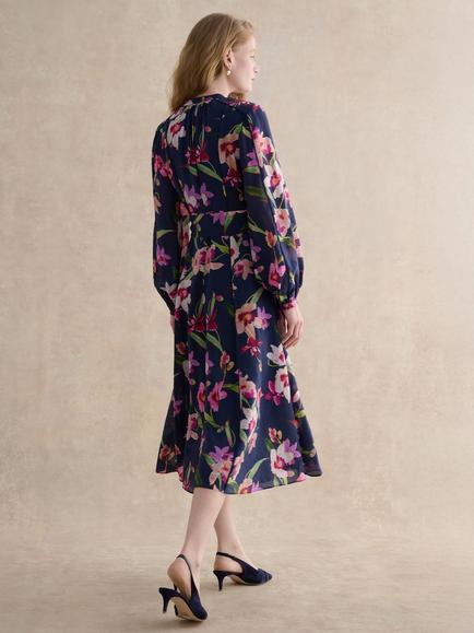 Hobbs Pippa Floral Midi Dress, Midnight/Multi - view 2, Midnight/Multi