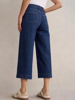 Hobbs Brinley Cropped Wide Leg Jeans, Blue - view 2, Blue
