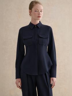 Hobbs Dannie Utility Pockets Shirt, Navy, Navy