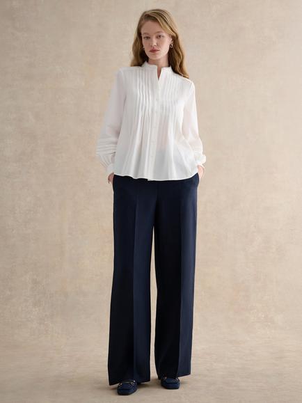 Hobbs Alessia Wide Leg Pure Linen Trousers, Navy, Navy