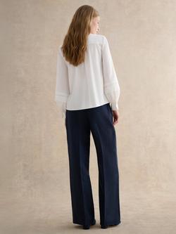 Hobbs Alessia Wide Leg Pure Linen Trousers, Navy - view 2, Navy