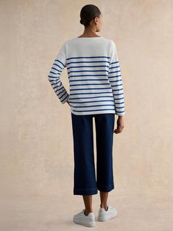 Hobbs Sian Stripe Jersey Top, Blue/Ivory - view 2, Blue/Ivory