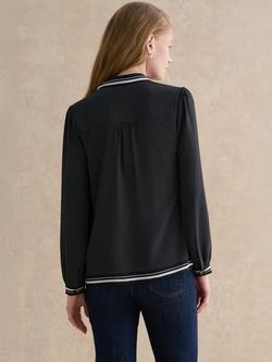 Hobbs Valerie Polka Dot Tie Neck Top, Navy/Ivory - view 2, Navy/Ivory