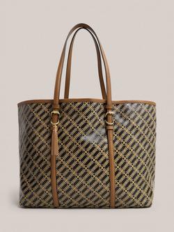 Hobbs Kyra Monogram Canvas Tote Bag, Black/Camel, Black/Camel