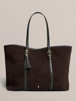 Hobbs Kyra Suede Tote Bag, Chocolate Brown, Chocolate Brown