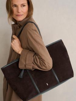 Hobbs Kyra Suede Tote Bag, Chocolate Brown - view 2, Chocolate Brown