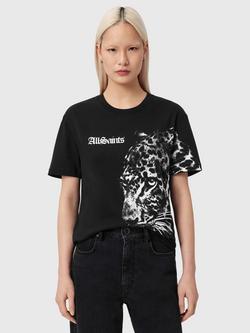 AllSaints Zaya Cheetah Graphic T-Shirt, Black, Black