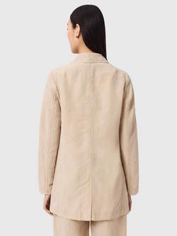 AllSaints Aleida Linen Blend Open Neck Jacket, Natural Taupe - view 2, Natural Taupe