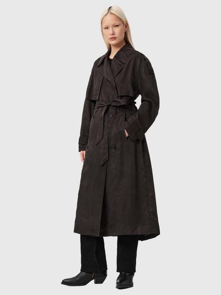 AllSaints Linnie Double Breasted Trench Coat, Torte Brown, Torte Brown