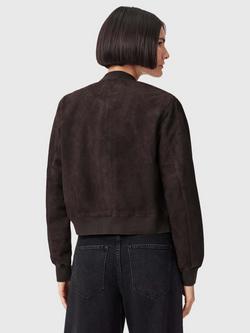 AllSaints Orten Suede Bomber Jacket - view 2, Bitter Brown