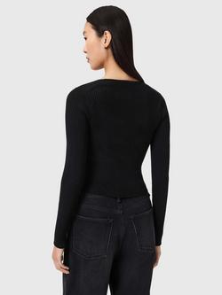 AllSaints Hally Ribbed Square Neck Jumper containing LENZING™ ECOVERO™ Viscose - view 2, Black