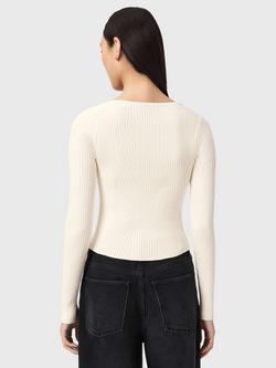 AllSaints Hally Ribbed Square Neck Jumper containing LENZING™ ECOVERO™ Viscose - view 2, Chalk White