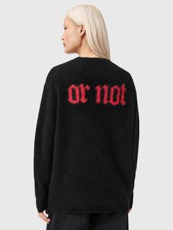 AllSaints Lucky Or Not Wool Rich Jumper, Black - view 2, Black