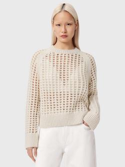 AllSaints Suniva Open Knit Wool Rich Jumper, Chalk White, Chalk White