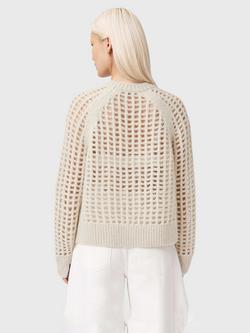 AllSaints Suniva Open Knit Wool Rich Jumper, Chalk White - view 2, Chalk White