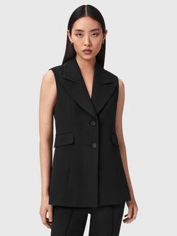 AllSaints Astra Tailored Waistcoat, Black, Black
