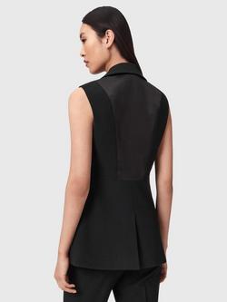 AllSaints Astra Tailored Waistcoat, Black - view 2, Black