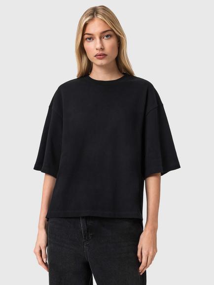 AllSaints Esme Amelie Crochet Back T-Shirt, Black, Black