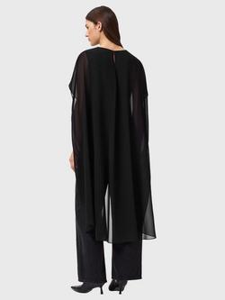 AllSaints Jamie Oversized Sheer Detail Top, Black - view 2, Black