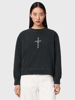 AllSaints Knox Embroidered Graphic Top, Washed Black, Washed Black