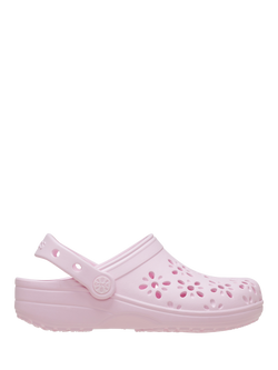 Crocs Kids' Classic Floral Cut Out Clogs, PInk Milk, Pink Milk