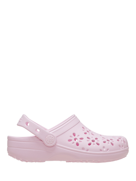Crocs Kids' Classic Floral Cut Out Clogs, PInk Milk, Pink Milk