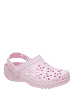 Crocs Kids' Classic Floral Cut Out Clogs, PInk Milk - view 2, Pink Milk