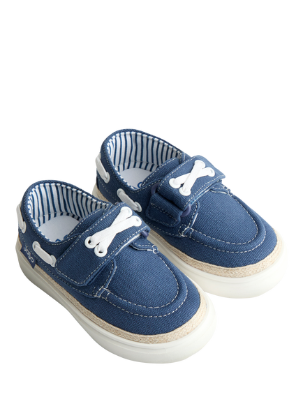 JoJo Maman Bébé Kids' Canvas Boat Shoes, Blue - view 2, Blue