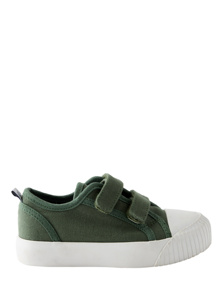 JoJo Maman Bébé Kids' Double Strap Trainers, Khaki Green, Khaki Green