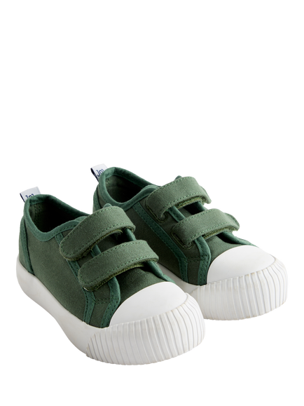 JoJo Maman Bébé Kids' Double Strap Trainers, Khaki Green - view 2, Khaki Green