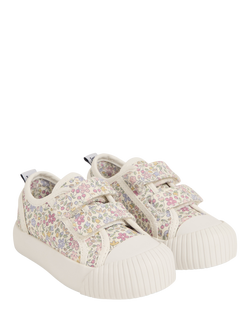 JoJo Maman Bébé Kids' Double Strap Floral Canvas Pumps, Pink - view 2, Pink