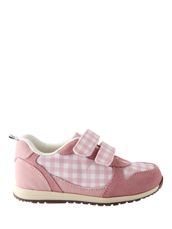 JoJo Maman Bébé Kids' Gingham Rip Tape Trainers, Mid Pink, Mid Pink