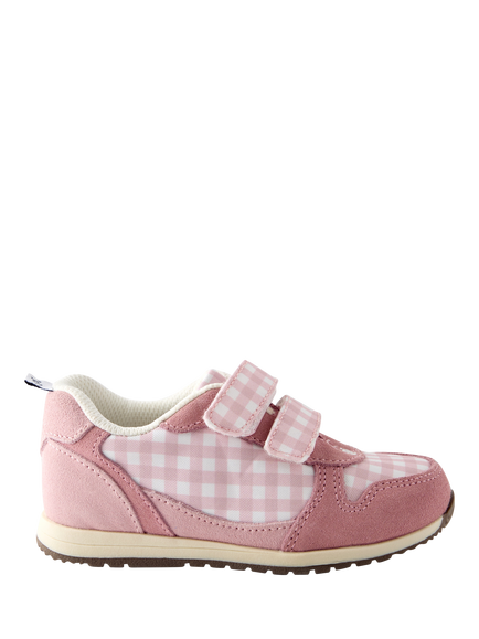 JoJo Maman Bébé Kids' Gingham Rip Tape Trainers, Mid Pink, Mid Pink