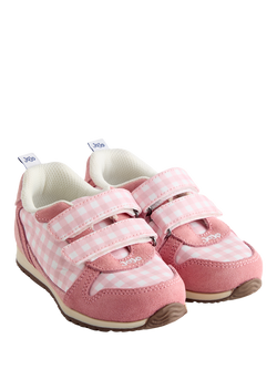 JoJo Maman Bébé Kids' Gingham Rip Tape Trainers, Mid Pink - view 2, Mid Pink