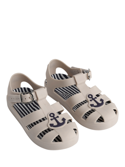 JoJo Maman Bébé Anchor Jelly Sandals, Stone - view 2, Stone