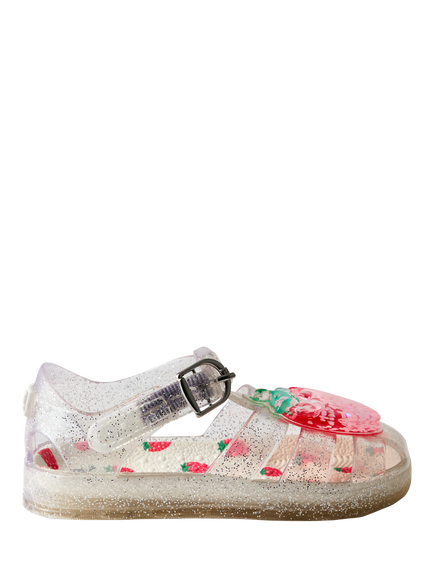 JoJo Maman Bébé Kids' Glitter Jelly Sandals, Bright Pink, Bright Pink