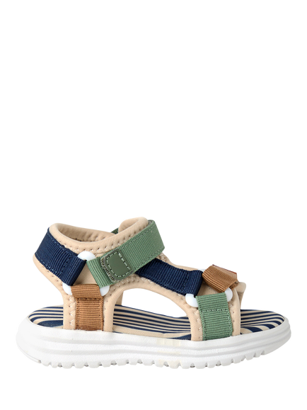 JoJo Maman Bébé Kids' Colour Block Adjustable Strap Sandals, Stone/Multi, Stone/Multi