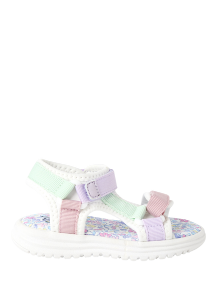 JoJo Maman Bébé Kids' Adjustable Strap Sandals, Lilac/Multi, Lilac/Multi
