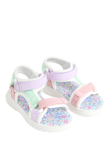 JoJo Maman Bébé Kids' Adjustable Strap Sandals, Lilac/Multi - view 2, Lilac/Multi