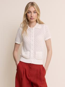 Nobody's Child Pointelle Crochet Short Sleeve Cardigan, White - view 2, White