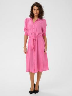 KAFFE Emine Shirt Midi Dress, Pink Power, Pink Power